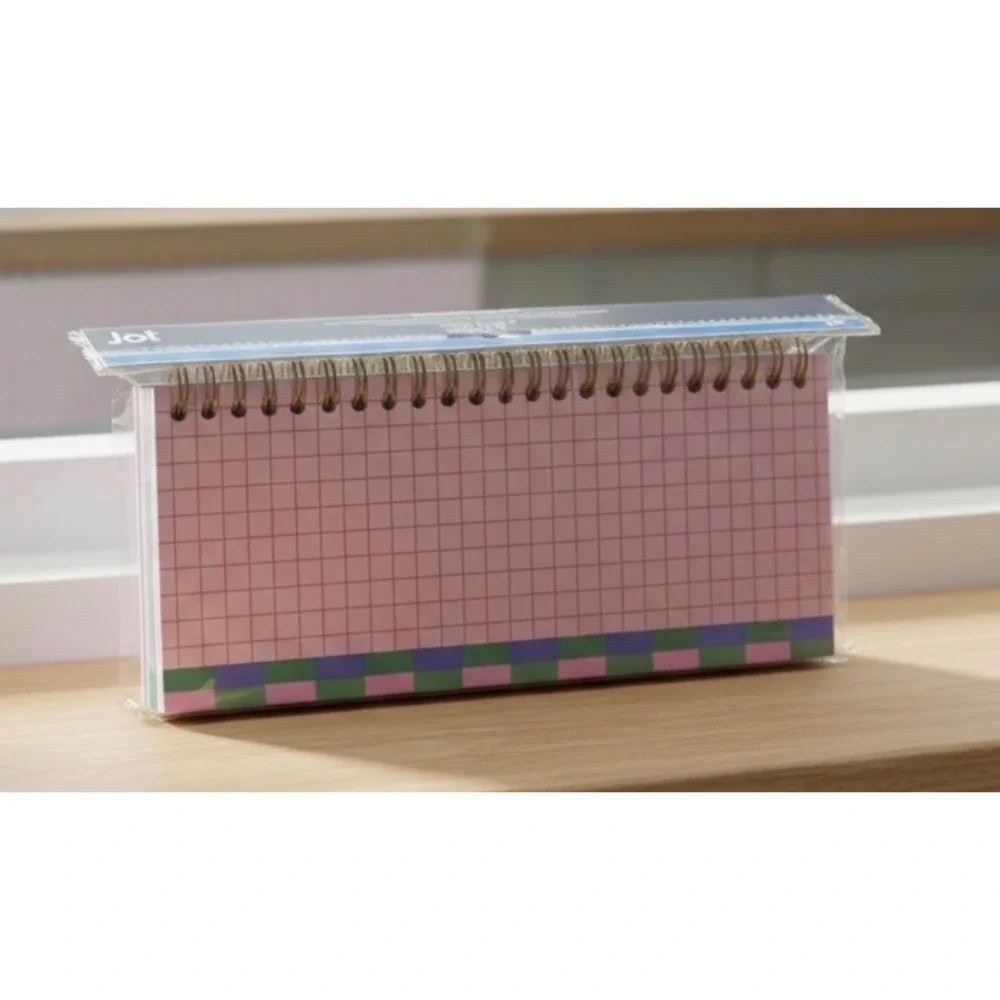 Jot Perpetual Flip Calendar Desktop Reusable Colorful Smiley Face Pink Grid